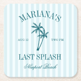 ラストスプラッシュブルーティール（緑がかった色）パームズバチェロレッテ スクエアペーパーコースター