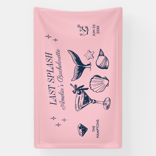 ラストスプラッシュマーメイドピンクビーチバチェロレッテパーティー 横断幕 (縦)