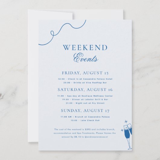 ラストスプラッシュ ネイビーブルーのお姫様 ブライダルシャワーの週末 招待状 (裏面)