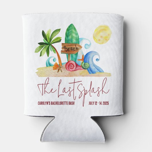 ラストスプラッシュ、ビーチ、サーフィン女子会 缶クーラー (裏面)