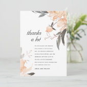 ラストテラコッタオレンジ色の水色のフローラ結婚ズ サンキューカード (スタンド正面)