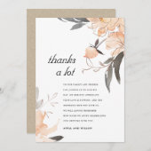 ラストテラコッタオレンジ色の水色のフローラ結婚ズ サンキューカード (正面/裏面)