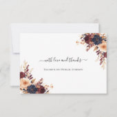 ラストテラコッタネイビークリーム結婚フローラ サンキューカード (正面)