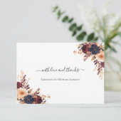 ラストテラコッタネイビークリーム結婚フローラ サンキューカード (スタンド正面)