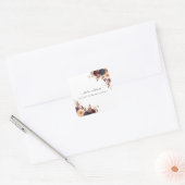 ラストテラコッタネイビークリーム結婚フローラ スクエアシール (封筒)