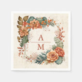 ラストテラコッタフラワーズバーンドオレンジ秋の結婚式 スタンダードカクテルナプキン (正面)