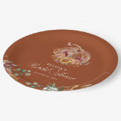 ラストテラコッタフローラパンパスグラスアンドパンプキン ペーパープレート (アングル)