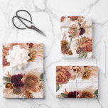 ラストテラコッタフローラパンパスグラスボタニック ラッピングペーパーシート<br><div class="desc">パンパスグラスと錆びた銅の色合い花のパターン包装紙</div>