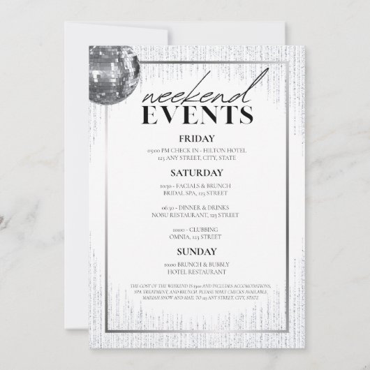 ラストディスコグリッツ&グラムバチェロレッテ 招待状 (裏面)