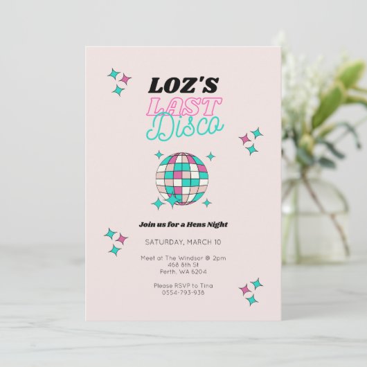 ラストディスコネオンピンクヘンパーティの招待状 招待状 (スタンド正面)