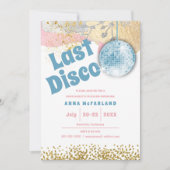 ラストディスコレトログラマラスバチェロレッテブルーゴールドピンク 招待状 (正面)