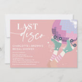 ラストディスコ モダン レトロ ピンク ブライダルシャワー 招待状 (正面)