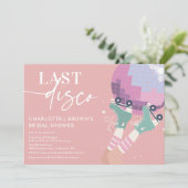 ラストディスコ モダン レトロ ピンク ブライダルシャワー 招待状 (スタンド正面)