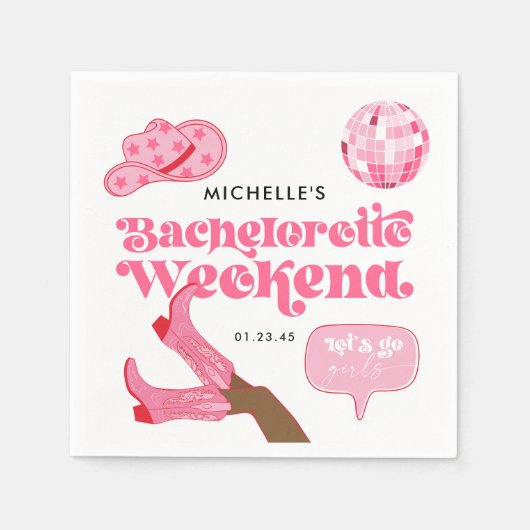 ラストディスコ・ロデオ・バチェロレッテ・パーティー スタンダードカクテルナプキン (正面)