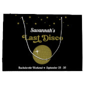 ラストディスコ 花嫁の最後の独身パーティー グルーヴィー レトロ ラージペーパーバッグ (裏面)