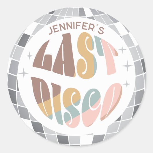 ラストディスコ 70年代 レトロ グルーヴィーな独身最後のパーティー ラウンドシール (正面)