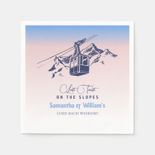 ラストトーストのゲレンデのスキーバチェロレッテありがとう スタンダードカクテルナプキン (正面)