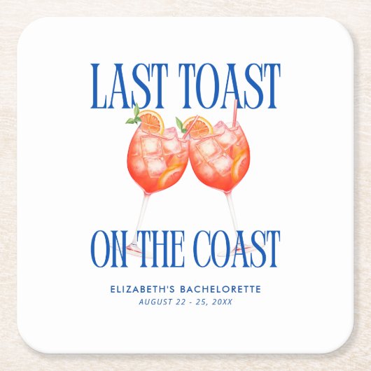 ラストトーストオンザコーストアペロルスピリッツバチェロレッテ スクエアペーパーコースター (正面)