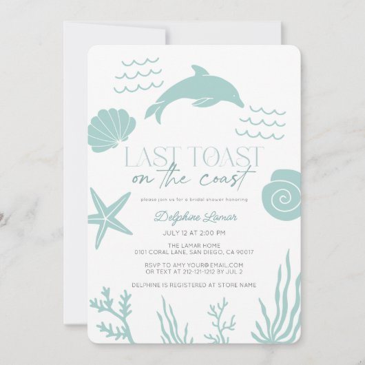 ラストトーストオンザコーストドルフィンシーブライダルシャワー 招待状 (正面)