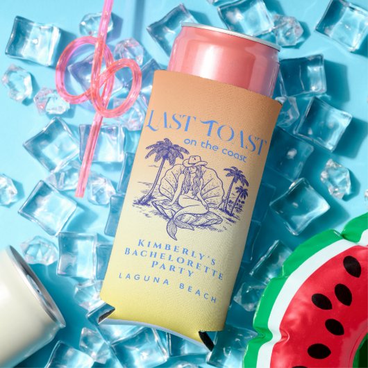 ラストトーストブルー女性のカーボーイマーメイドサンセットバッハパーティー スリム缶クーラー (インサイチュ 夏)