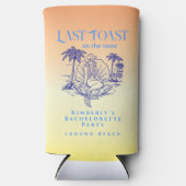 ラストトーストブルー女性のカーボーイマーメイドサンセットバッハパーティー スリム缶クーラー (正面)