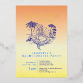 ラストトースト女性のカーボーイマーメイドバチェロレッテ金ゴールド 箔招待状 (正面)