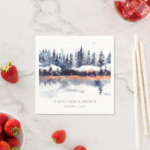 ラストネイビーウィンターパインフォレスト雪ブライダルシャワー スタンダードカクテルナプキン (インサイチュ)