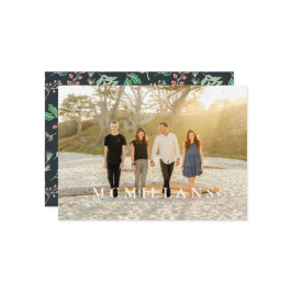 ラストネームスタイリッシュホリデーパターンクリスマスカード シーズンカード