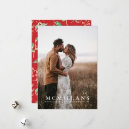 ラストネームスタイリッシュホリデーパターンクリスマスカード シーズンカード