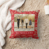 ラストネームスタイリッシュホリデーパターンクリスマス クッション (ブランケット)