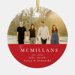 ラストネームスタイリッシュホリデーパターンクリスマス セラミックオーナメント