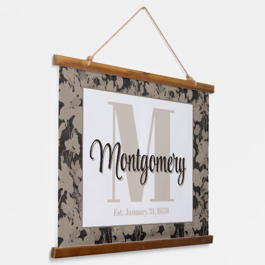 ラストネームパーソナライズされたウォールアートプリントエストギフト 吊り下げ型タペストリー (傾斜あり)