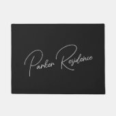 ラストネームレジデモダンンスミニマルブラックパネッド ドアマット (正面)