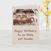 ラストバケットフラワーズ&トラックカスタム誕生日 カード (黄色い花)