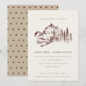 ラストパインウッズマウンテンスケッチ婚約招待状 サンキューカード (正面/裏面)