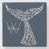 ラストパーソナライズされたネーム航海のホエールテール ストーンコースター (正面)