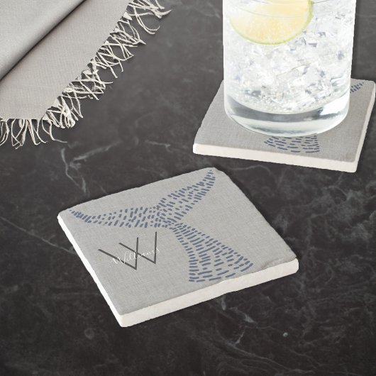 ラストパーソナライズされたネーム航海のホエールテール ストーンコースター