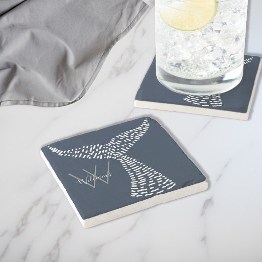 ラストパーソナライズされたネーム航海のホエールテール ストーンコースター