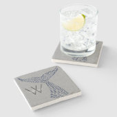 ラストパーソナライズされたネーム航海のホエールテール ストーンコースター (横)