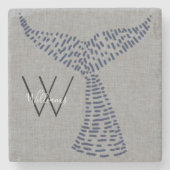 ラストパーソナライズされたネーム航海のホエールテール ストーンコースター (正面)