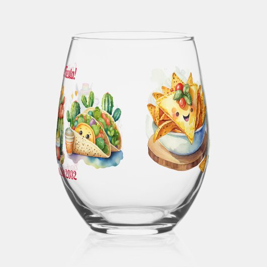 ラストパーソナライズされたフィエスタバチェロレッテCCTIラマ ステムなしワイングラス (左)