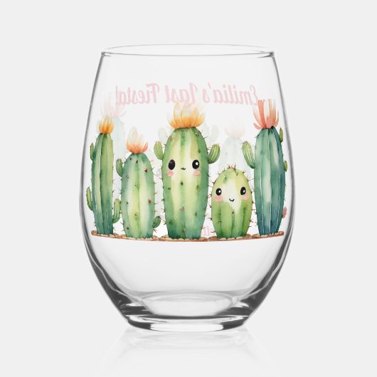 ラストパーソナライズされたフェスタバチェロレッテCACTI ステムなしワイングラス (裏面)