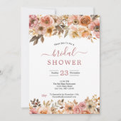 ラストピンクベージュウォーターフローラブライダルシャワー 招待状 (正面)