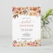 ラストピンクベージュウォーターフローラブライダルシャワー 招待状 (スタンド正面)