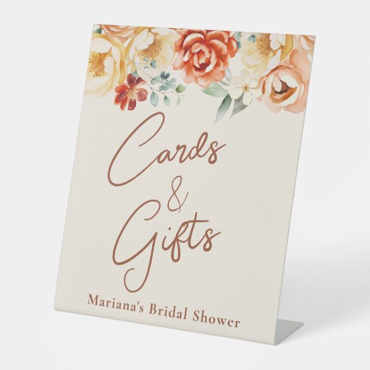 ラストピーチフローラブライダルシャワーカード&ギフト 台座サイン (正面)