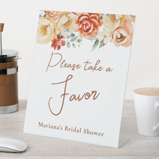 ラストピーチフローラブライダル結婚式の引き出物 台座サイン (インサイチュ)