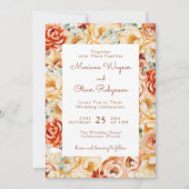 ラストピーチベージュホワイトロマンチック結婚フローラ 招待状 (正面)