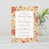 ラストピーチベージュホワイトロマンチック結婚フローラ 招待状 (スタンド正面)