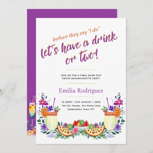 ラストフィエスタカクテルタコスバチェロレッテ 招待状 (正面/裏面)