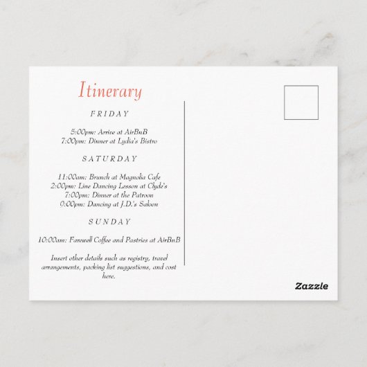 ラストフィエスタマルガリータバチェロレッテ招待状 ポストカード (裏面)